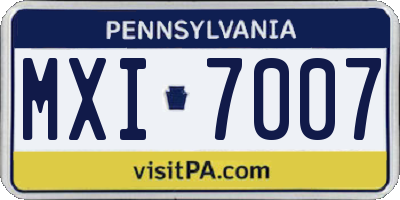 PA license plate MXI7007