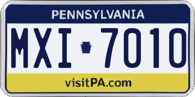 PA license plate MXI7010