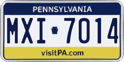 PA license plate MXI7014