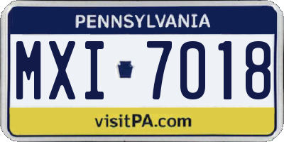 PA license plate MXI7018