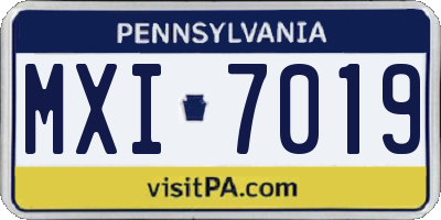 PA license plate MXI7019
