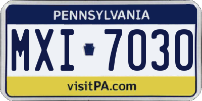 PA license plate MXI7030