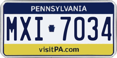 PA license plate MXI7034