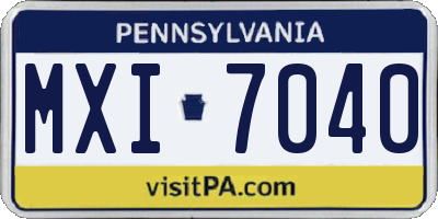 PA license plate MXI7040