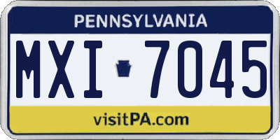 PA license plate MXI7045