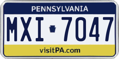 PA license plate MXI7047