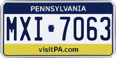 PA license plate MXI7063