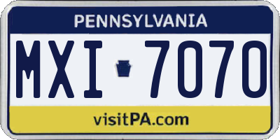 PA license plate MXI7070