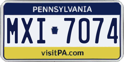 PA license plate MXI7074