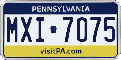 PA license plate MXI7075