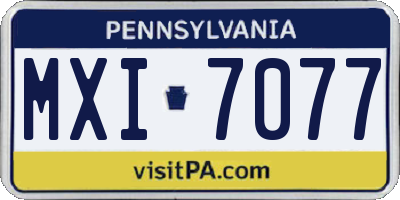 PA license plate MXI7077
