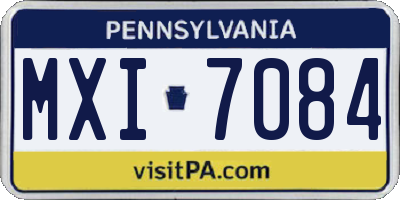 PA license plate MXI7084