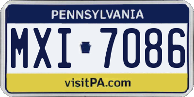 PA license plate MXI7086