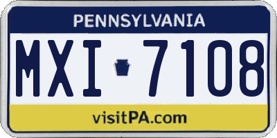 PA license plate MXI7108