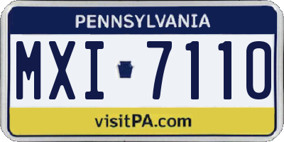 PA license plate MXI7110