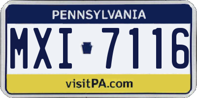 PA license plate MXI7116