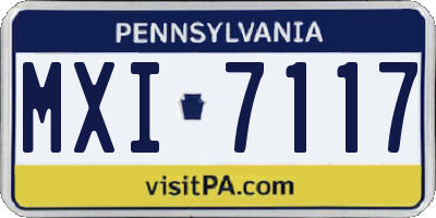 PA license plate MXI7117