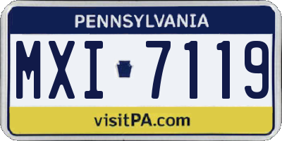 PA license plate MXI7119