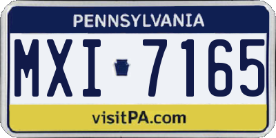 PA license plate MXI7165