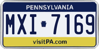 PA license plate MXI7169