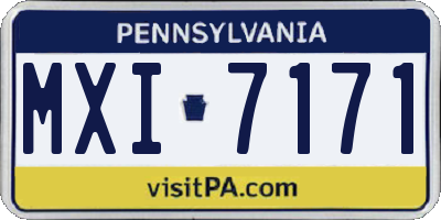 PA license plate MXI7171