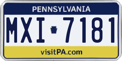 PA license plate MXI7181
