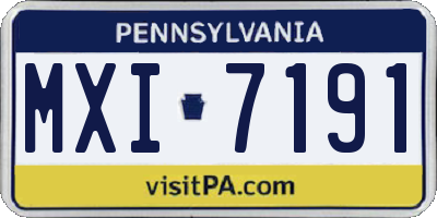 PA license plate MXI7191