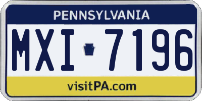 PA license plate MXI7196