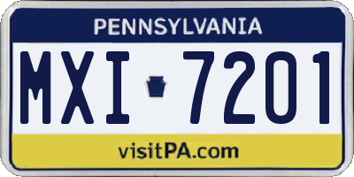 PA license plate MXI7201