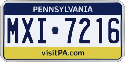 PA license plate MXI7216