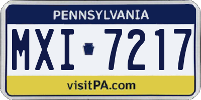 PA license plate MXI7217