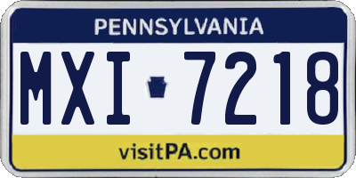 PA license plate MXI7218