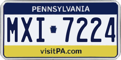 PA license plate MXI7224