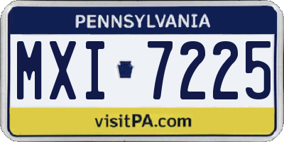 PA license plate MXI7225