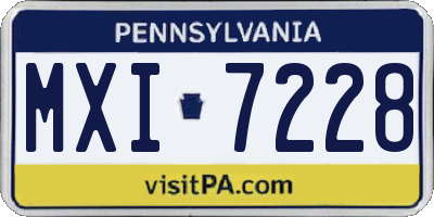 PA license plate MXI7228