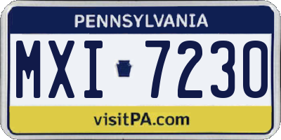 PA license plate MXI7230