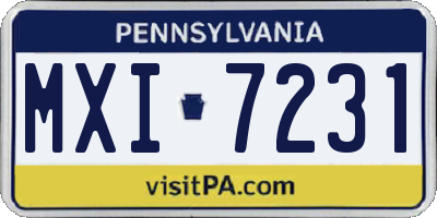 PA license plate MXI7231