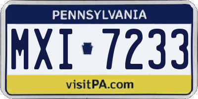 PA license plate MXI7233