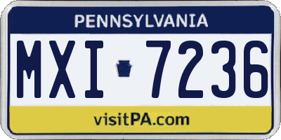 PA license plate MXI7236