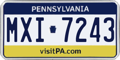PA license plate MXI7243