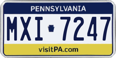 PA license plate MXI7247