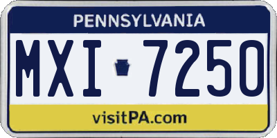 PA license plate MXI7250