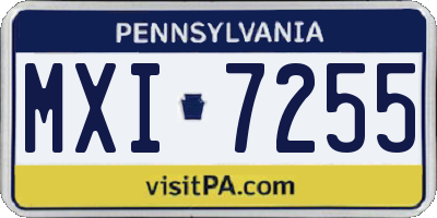 PA license plate MXI7255