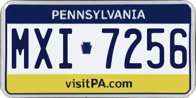 PA license plate MXI7256