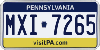 PA license plate MXI7265