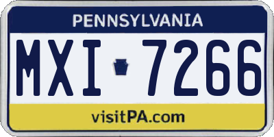 PA license plate MXI7266