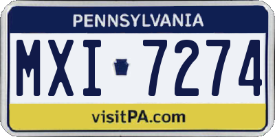 PA license plate MXI7274