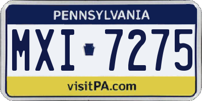 PA license plate MXI7275