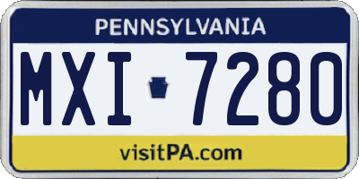 PA license plate MXI7280