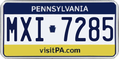 PA license plate MXI7285